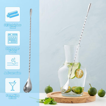 2 Pcs 12 Inch Bar Mixing Spoon Cocktail Spoon Stainless Steel Bar Long Spoon with Spiral Pattern5