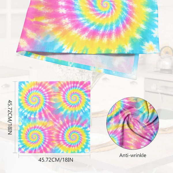Rainbow Tie Dye Cloth Napkins Set of 4, 18X18 Inch Washable Reusable Dinner Napkins, Colorful Swirl Table Decor Napkins for Birthday Party, Holiday Dining & Kitchen Decor2