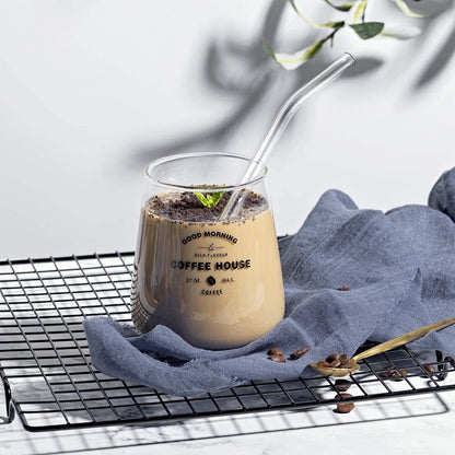 4-Pack Reusable Glass Straw, Size 8.5''X10 Mm,Including 2 Straight and 2 Bent with 2 Cleaning Brush- Perfect for Smoothies, Tea, Juice5