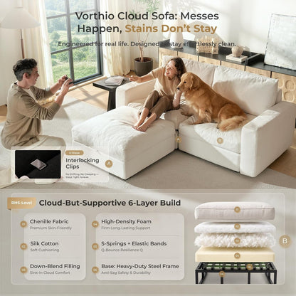 Cloud Couch Sectional 81.1'' Oversized Modular Deep Seat Sofa L Shaped Comfy White Cloud Couch with Washable Cover for Living Room Loveseat with Ottoman6