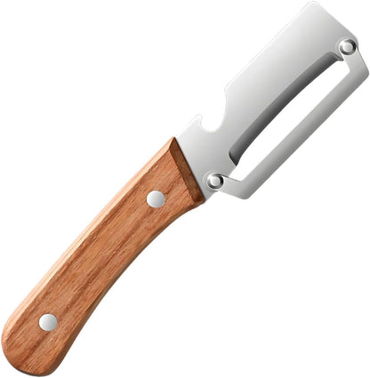 Multi Functional Vegetable Peeler, Stainless Steel Blade with Wooden Handle & Bottle Opener, Kitchen Essential, Suitable for Fruits & Vegetables That Need to Be Peeled (1 Pcs)1