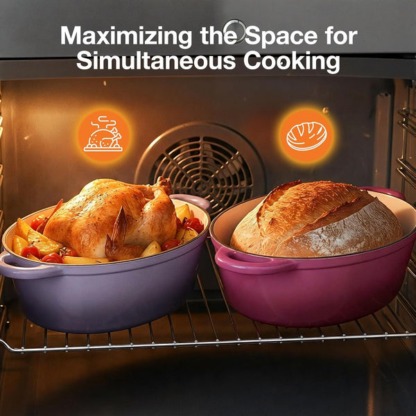 Oval Dutch Oven for Bread Baking, 4.5 Quart Non Stick Enameled Cast Iron Dutch Oven Pot with Lid, Oven Safe Oval Casserole with Lid up to 500°F for Baking, Braising, Stews, Roasting, Purple4