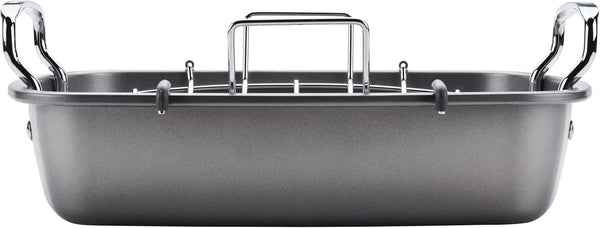 Total Bakeware Nonstick Roaster, Roasting Pan with Rack, 17-Inch X 13-Inch, Gray3