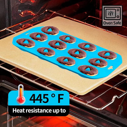 12 Hole Silicone Donut Pan Non-Stick - Bite Size Donut Pans for Baking | Heat Resistant Mini Donut Mold for Baking Donuts, Muffin, Cake Biscuit Bagels, Non-Stick Bottom, Dishwasher Safe3