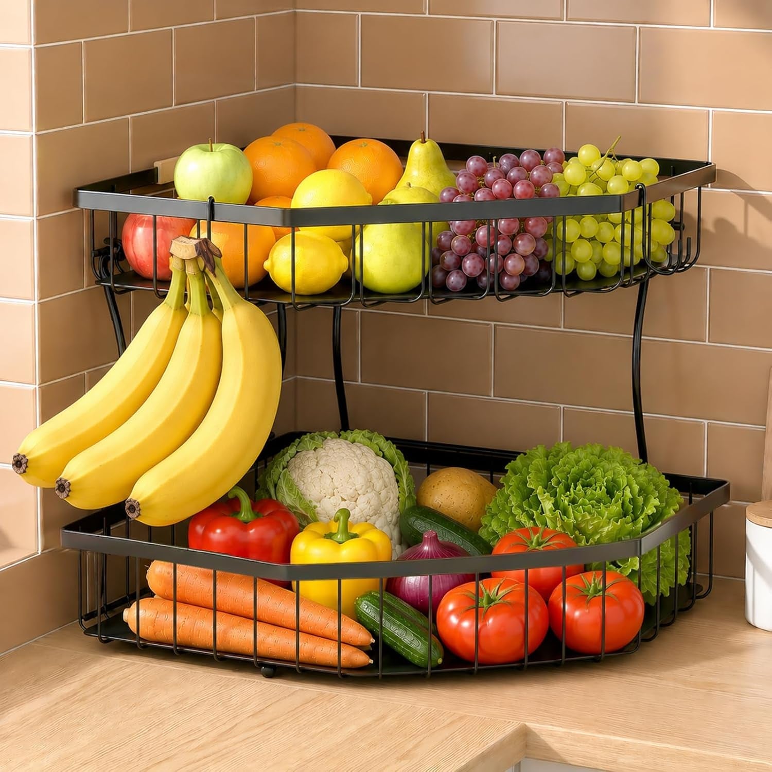 2-tier-fruit-basket-for-kitchen-counter-with-2-banana-hangers-for-corner-detachable-metal-fruit-bowl-with-wooden-handle-large-capacity-fruit-stand-for-bread-fruit-and-vegetable-storage-black