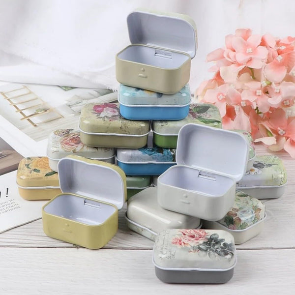 8Pcs Mini Flower Tin Trinket Jewelry Organizer Storage Box Decorative Boxes Small Metal Tins with Hinged Lids Portable Box Containers Small Storage Kit,Mothers Day Gifts for Wife5