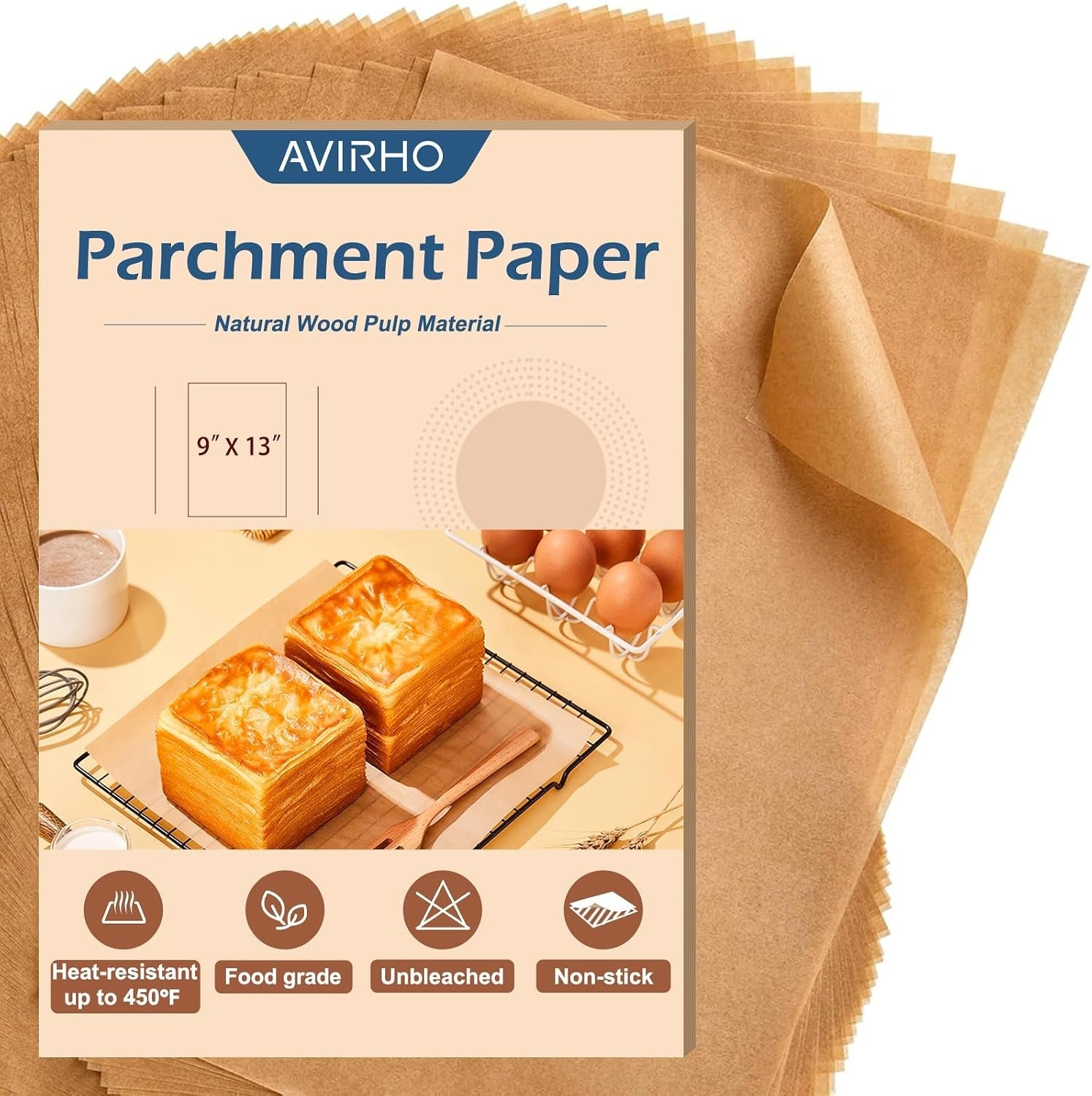 unbleached-parchment-paper-baking-sheets-9x13in-precut-non-stick-quarter-sheet-liners-for-baking-grilling-air-fryer-steaming-70-sheets-heavy-duty-parchment-sheets-for-bread-cake-cookies
