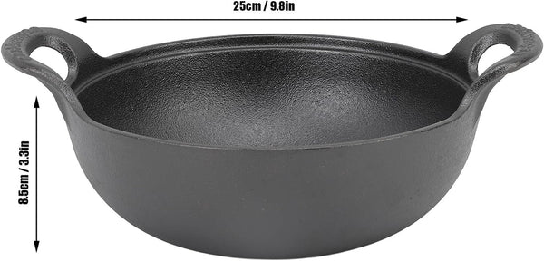 Cast Iron Wok with Wooden Lid and 2 Handles 25Cm | Uncoated Stir Fry Pan for Authentic Asian Cooking, Frying Pan for Home Chefs, for Stir Fry, and Steam (25Cm)7