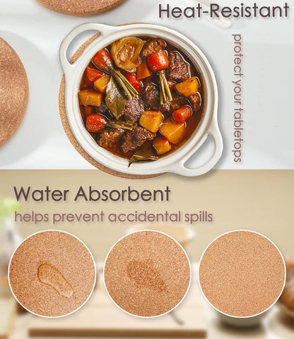 Cork Trivets for Hot Dishes, Hot Pots and Pans, 8 Inch 4 Pcs | High Density Thick Cork Trivet, Heat Resistant, Large Coaster for Kitchen, Kitchen Essentials, Hot Pads for Countertop6
