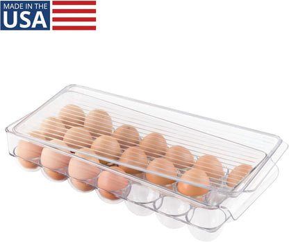 Clear Plastic Egg Holder for Fridge with Lid, 21 Egg2