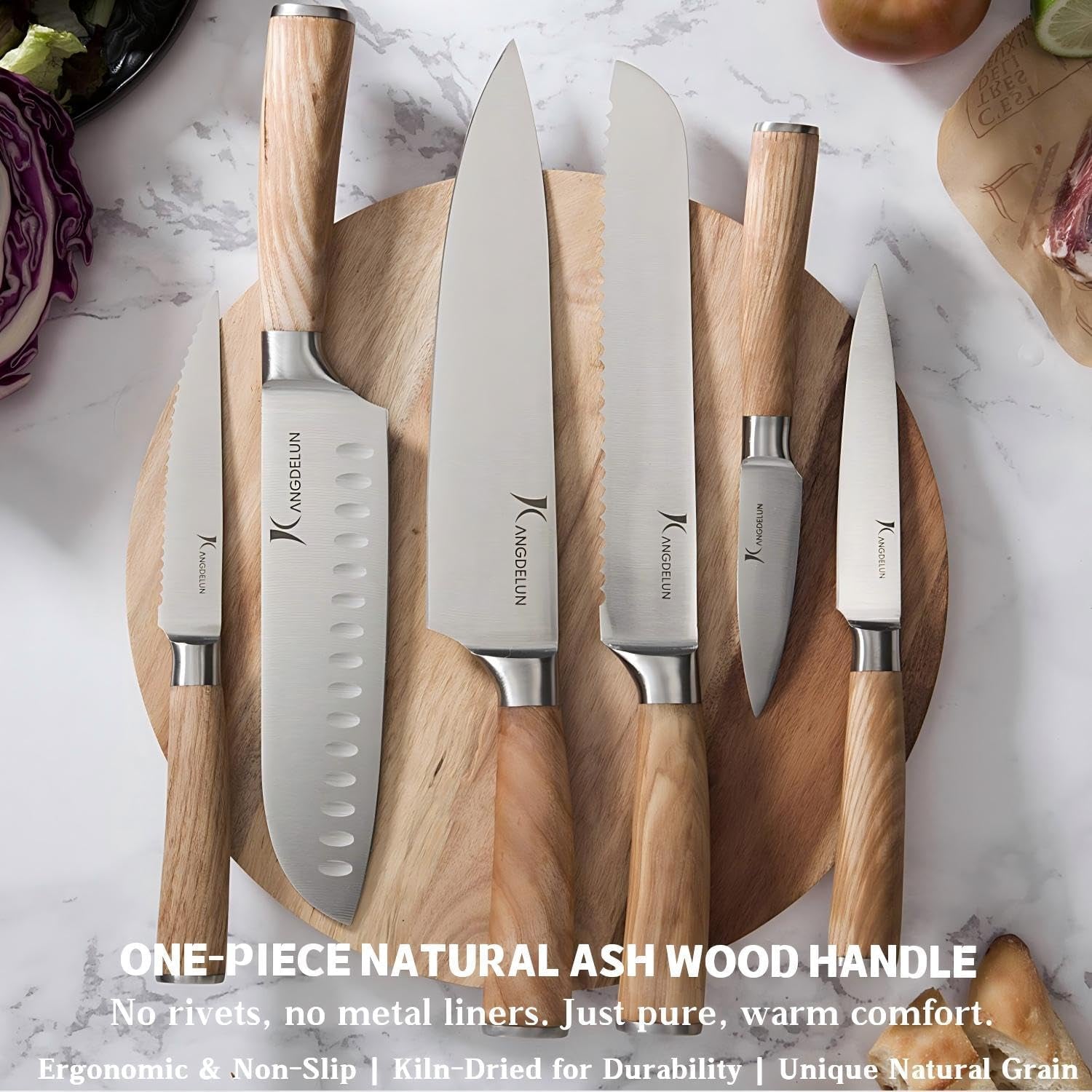 ultra-sharp-14-piece-kitchen-knife-set-high-carbon-stainless-steel-blades-torrefied-natural-wood-handles-ergonomic-design-space-saving-white-finished-wood-block-easy-hand-wash-gift-box