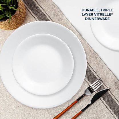 ZOID 3120NM Glass Glossy Mugless Dinnerware Set, White, 16 Pieces6