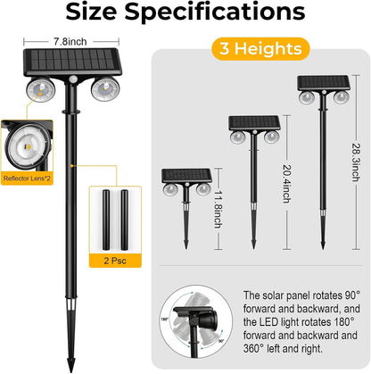 Solar Lights Outdoor Waterproof, Dual Heads Adjustable Solar Spot Lights Outdoor, 2-In-1 Motion Sensor Solar Powered Spotlight Landscape Lighting for Garden, Yard, Pathway- 4 Pack (Warm Light)7