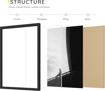 8.5 by 11 Picture Frame Set of 12 for Certificates, Black Wood Grain7