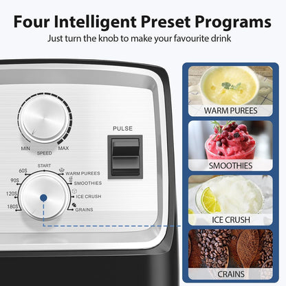 Blenders for Kitchen with 1800W Motor, 68 Oz. Large Capacity, 2-In-1 Blender & Grinder Combo, Bpa-Free Countertop Professional Blender for Smoothies, Ice Crush, Frozen Drinks, Silver5