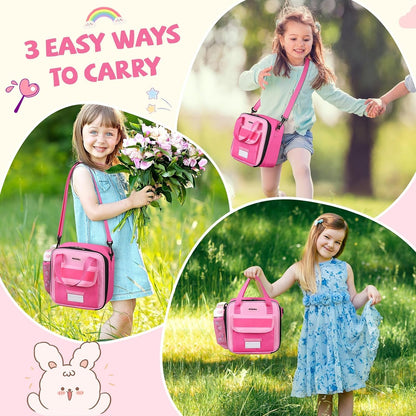 Lunch Box Kids, Large Insulated Lunch Bag for Girls, Rose Red6