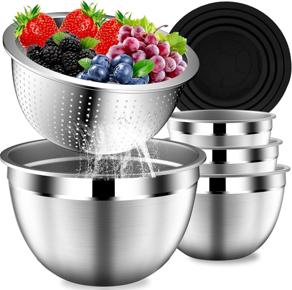 Mixing Bowls with Lids Set, Stainless Steel Mixing Bowl with Colander1