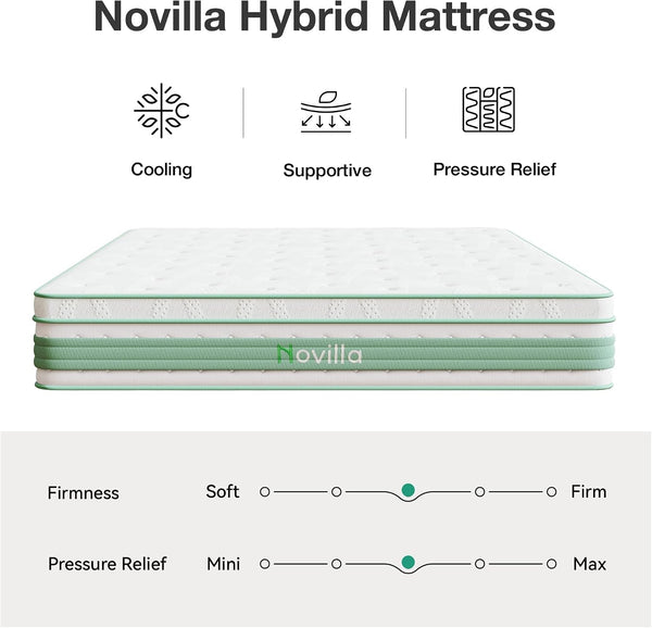 King Size Mattress 14 Inch, Hybrid Mattress in a Box|Gel Memory Foam & Individual Pocket Springs, Medium Firm, Motion Isolation, Cool Sleep & Pressure Relief, Certipur-Us5