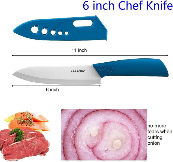 Ceramic Knife Set Ceramic Knives Set for Kitchen Knives Colored W Sheath 6" Bread Knife 6" Chef Knife 5" Utility Knife 4" Fruit Knife 3" Paring Knife 1 Peeler Colorful Rust Free Proof4