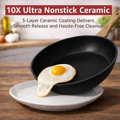 23-Piece Pots and Pans Set Non Stick,Titanium Ceramic Cookware Set Non Toxic,Long-Lasting,Pfas Free,Induction Compatible,Complete Kitchen Set with 3 Frying Pans for All Cooking Needs2