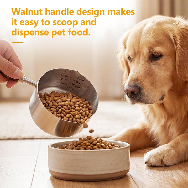 Pet Food Scoop, 1 Cup, 304 Stainless Steel, Wooden Handle6