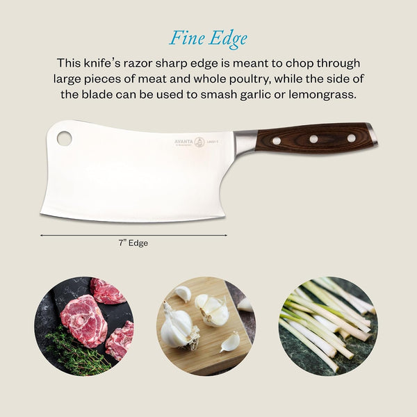Avanta Forged 7” Heavy Meat Cleaver - German X50 Stainless Steel - Rust Resistant & Easy to Maintain3
