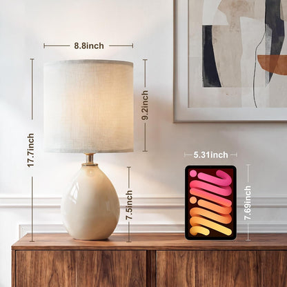 17.7" Ceramic Table Lamps Set of 2 for Living Room Bedroom, Cream6