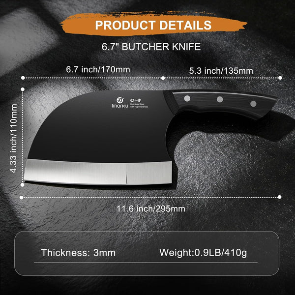 6.7 Inch Butcher Knife, Meat Cleaver Knife Japanese Steel, Dad Gifts2