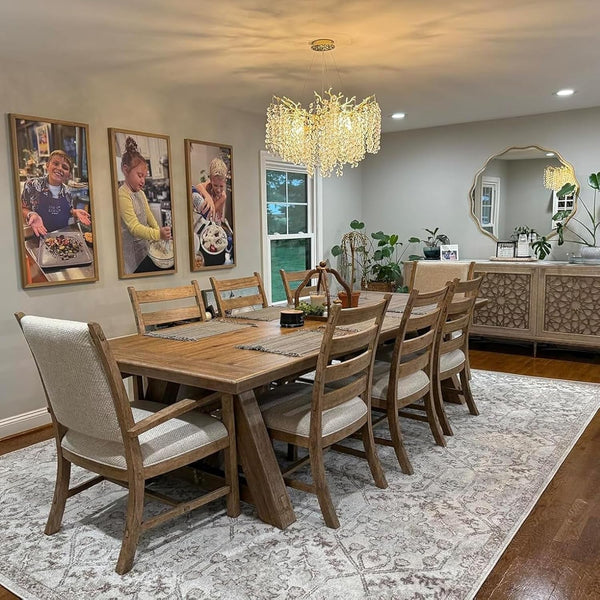 Crystal Chandelier for Dining Room, D31.5 Gold Tree Branches Chandeliers, 10-Light Snowflakes round Modern Chandeliers for Living Room Kitchen Foyer Luxury Adjustable Hanging Chandelier10