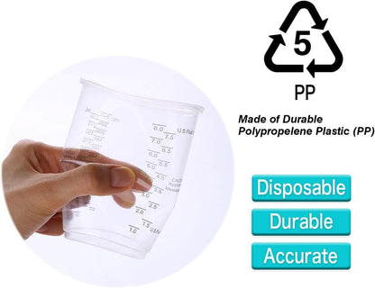 100Pcs 8Oz Graduated Clear Plastic Measuring Cups | 100Pcs Wooden Stirring Sticks for Mixing Paint Pigments Epoxy Resins Resins5