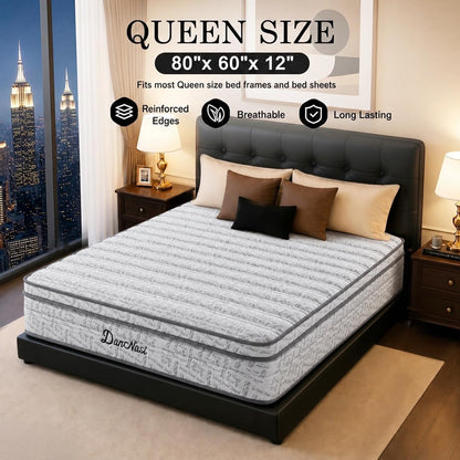 12 Inch Queen Hybrid Mattress, Medium Firm Gel Memory Foam2