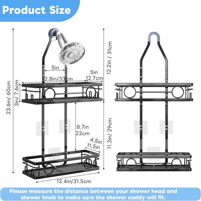 Adjustable Shower Caddy Hanging Rustproof Large-Capacity Bathroom Organizer Shower Racks with Hooks for Razor Bathroom Organizers and Storage2