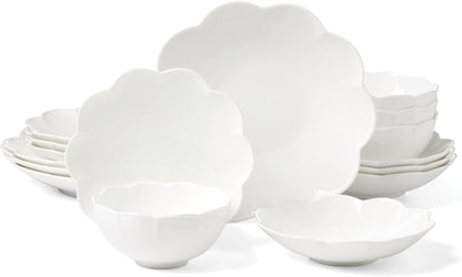 Studio 1414 Scallop Bone China 16-Piece Dinnerware Set for 41
