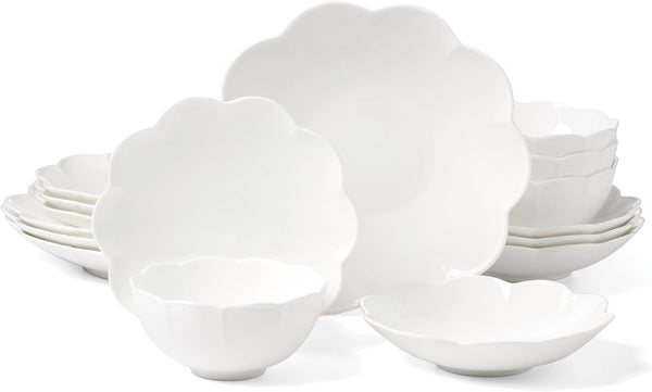 Studio 1414 Scallop Bone China 16-Piece Dinnerware Set for 41