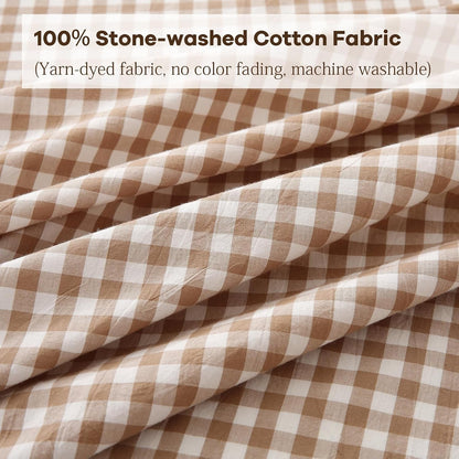 Taupe White Gingham Tablecloth round Dia.70“8