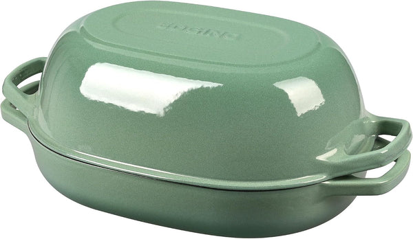Enameled Cast Iron Oval Dutch Oven Pot with Lid, Dutch Oven for Sourdough Bread Baking, Bread Oven, Bread Dutch Oven, Oval Bread Pan, 7Qt, Sage Green7