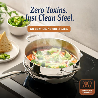 5-Ply Stainless Steel Cookware Set, 14-Piece Pots and Pans Set - Induction Compatible, Oven Safe 800°F - Non-Toxic, No Coatings - Built to Last Generations2