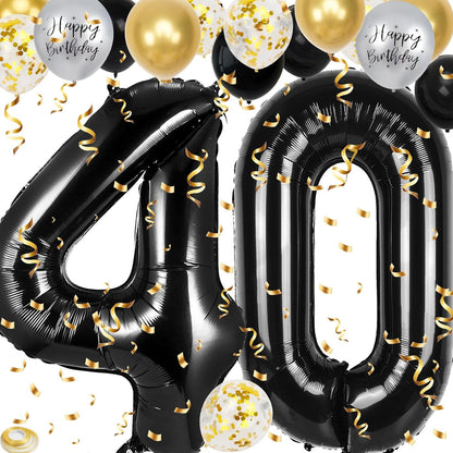 40Th Birthday Decorations for Men Women, 40 Inch 40 Balloon Numbers, 18 Pcs 12 Inch 40Th Birthday Decoration Balloons for 40Th Men Women Birthday Anniversary Party Decoration1