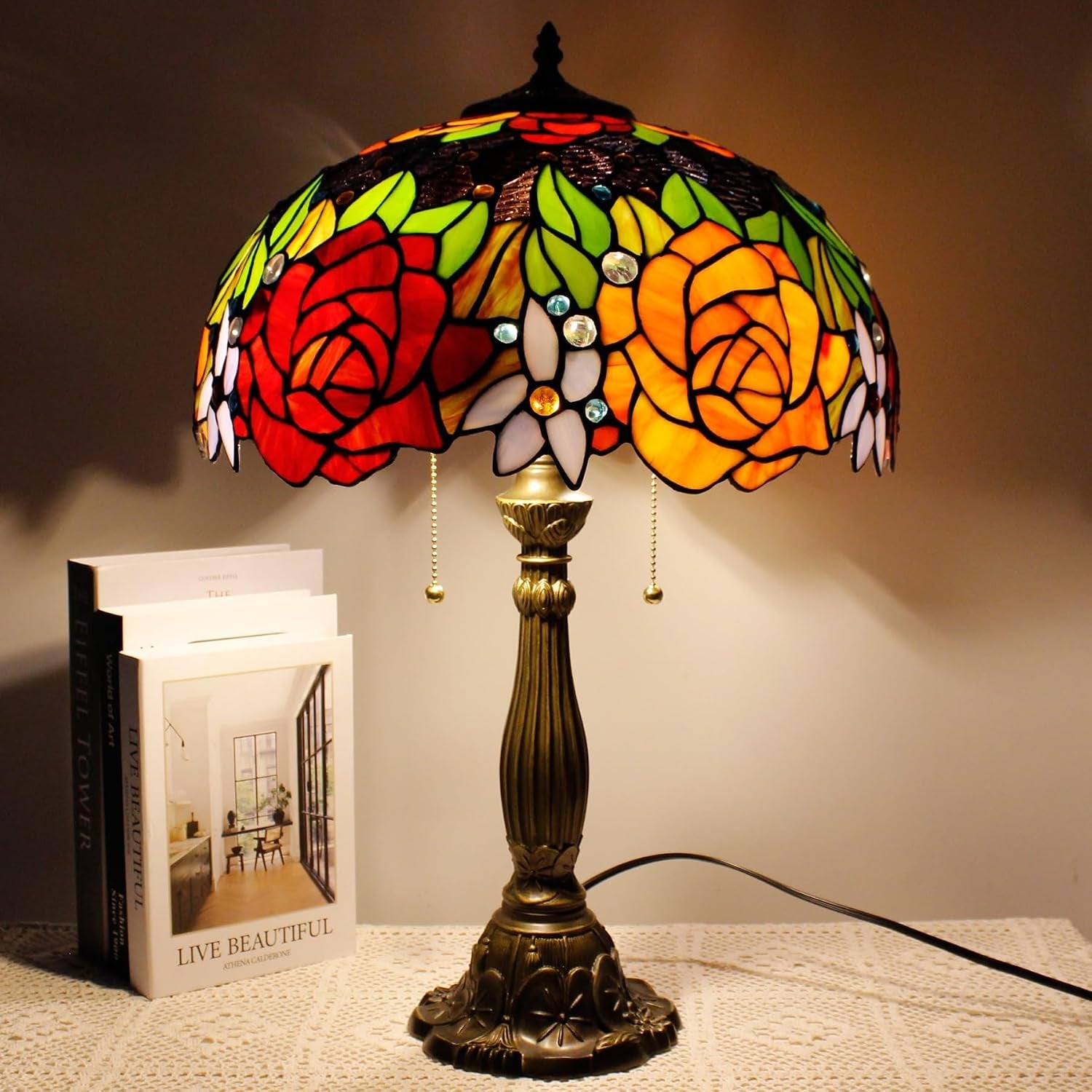 table-lamp-base-replacement-only-cw-6-5-h-24-inch-fit-for-12-14-16-18-inch-tiffany-style-stained-glass-lampshade-dark-bronze-finish-resin-pull-chain-switch