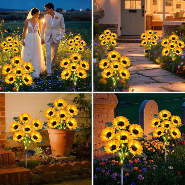 Solar Sunflower Lights 4 Pack 24 Flowers Gift for Mom5