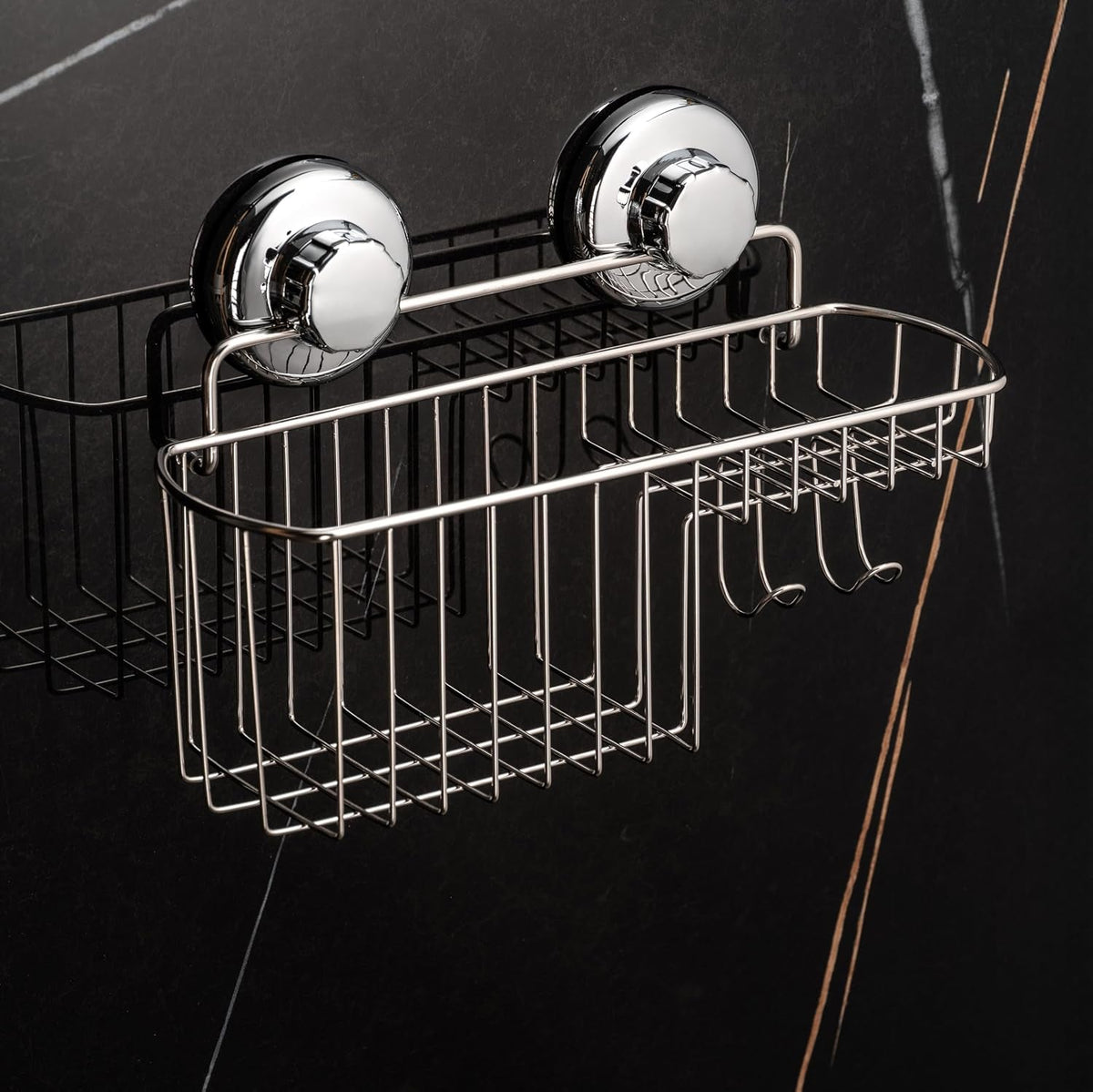 hasko-suction-cup-shower-caddy-basket-for-shampoo-shower-suction-shelf-organizer-basket-with-soap-holder-and-hooks-stainless-steel-shampoo-holder-for-bathroom-storage-chrome