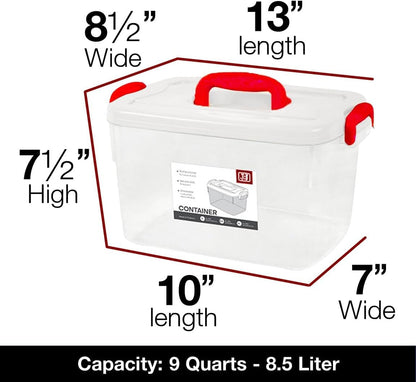 Clear Plastic Storage Bins with Lids and Handle Stackable Storage Bins, 9 Quarts2
