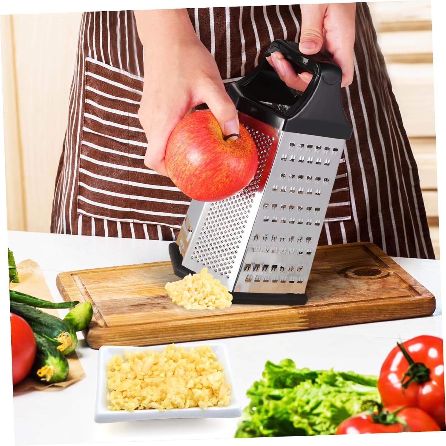 one-kitchen-tool-sided-vegetable-slicer-cheese-shredder-peeler-ginger-potato-cutter-garlic-grater-non-slip-base-comfortable-handling