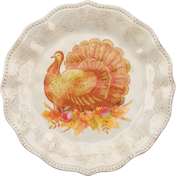 16 Piece Glitter Turkey Melamine Dinnerware Sets, Outdoor Dishes Set, Plates and Bowls Sets, Autumn Thanksgiving Decorations, Service for 4, Orange5