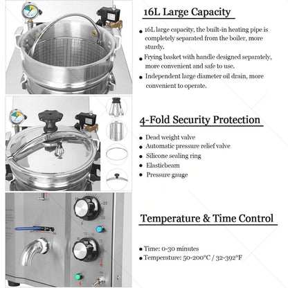 Electric Pressure Fryer, High-Pressure Chicken Fryer with Safety Features, Stainless Steel Countertop Deep Fryer for Crispy Fried Delicacies, Commercial-Grade6