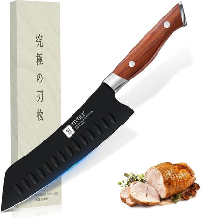 Santoku Knife, 7 Inch Professional Chef Knife with Wood Handle1
