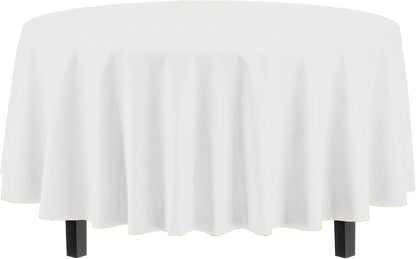 12-Pack Premium Plastic Tablecloth 84In. round Table Cover - White2