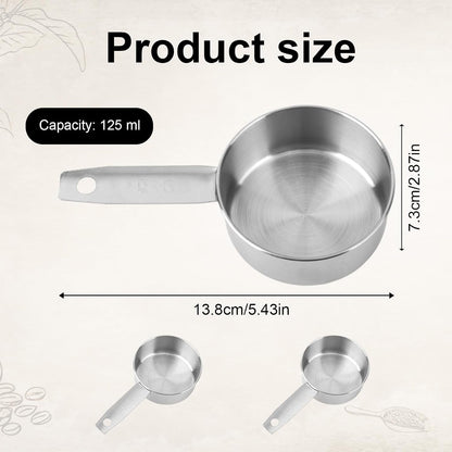 2Pcs 1/2 Measuring Cup Scoops, 125Ml Stainless Steel Half Cup Scoop2