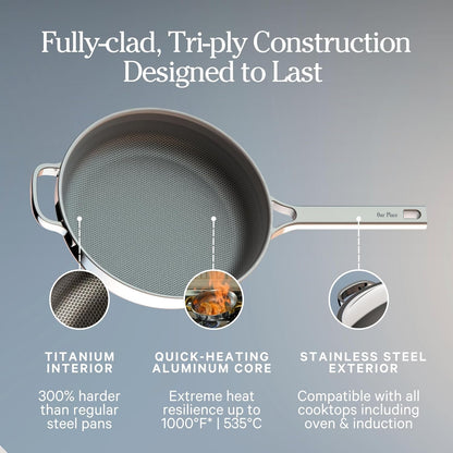 Our Place Mini Titanium Always Pan Pro, 8.5" Nonstick Titanium Frying Pan | Pfas-Free Titanium Skillet; Tri-Ply Steel & Aluminum; Lid & Spatula; Induction, Dishwasher & Oven Safe to 1000°F (750°F Gold)5