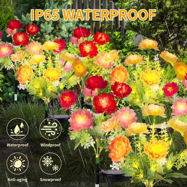 Solar Garden Lights Outdoor, 4 Pack 28 Solar Flower Lights Waterproof4